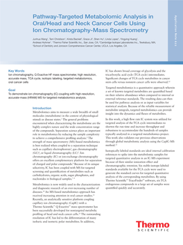 Pathway-Targeted Metabolomic Analysis in Oral/Head and Neck Cancer Cells Using Ion Chromatography-Mass Spectrometry