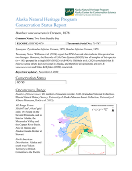 Bombus Vancouverensis Cresson, 1878 Common Name: Two Form Bumble Bee ELCODE: IIHYM24070 Taxonomic Serial No.: 714787