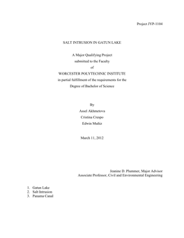 Project JYP-1104 SALT INTRUSION in GATUN LAKE a Major Qualifying