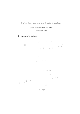 Radial Functions and the Fourier Transform