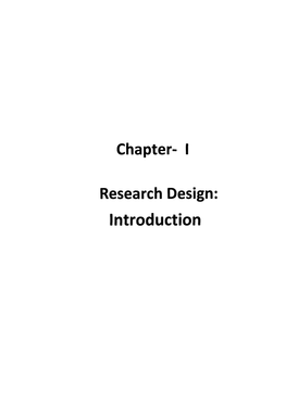 Chapter- I Research Design: Introduction