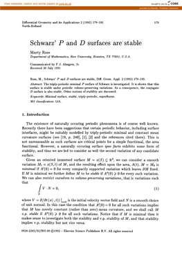 Schwarz' P and D Surfaces Are Stable