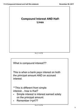 11.8 Compound Interest and Half Life.Notebook November 08, 2017