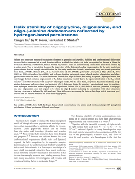 Helix Stability of Oligoglycine, Oligoalanine, and Oligoalanine