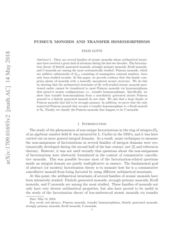 Arxiv:1709.01693V2 [Math.AC] 14 May 2018 Togypiaymnis Rl Ood,C-Monoids