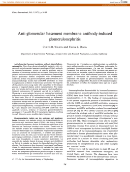 Anti-Glomerular Basement Membrane Antibody-Induced Glomerulonephritis