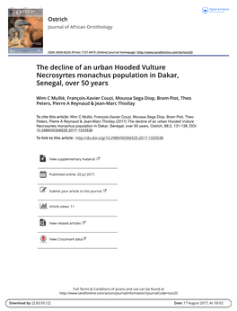 The Decline of an Urban Hooded Vulture Necrosyrtes Monachus Population in Dakar, Senegal, Over 50 Years