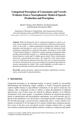 Categorical Perception of Consonants and Vowels: Evidence from a Neurophonetic Model of Speech Production and Perception