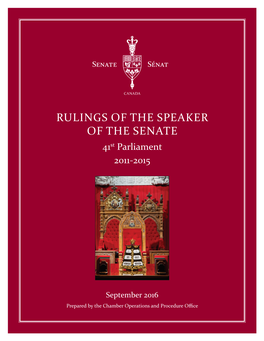 RULINGS of the SPEAKER of the SENATE 41St Parliament 2011-2015