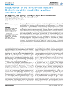 Racotumomab: an Anti-Idiotype Vaccine Related to N-Glycolyl-Containing Gangliosides – Preclinical and Clinical Data