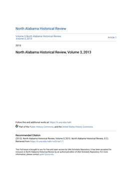 North Alabama Historical Review, Volume 3, 2013 Article 1