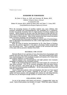 Scoliosis in Paraplegia