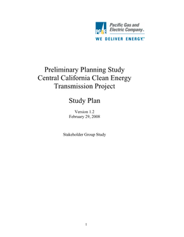 Preliminary Planning Study Central California Clean Energy Transmission Project