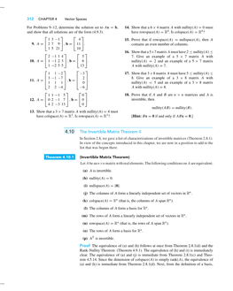 The Invertible Matrix Theorem II in Section 2.8, We Gave a List of Characterizations of Invertible Matrices (Theorem 2.8.1)