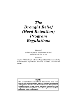 The Drought Relief (Herd Retention) Program Regulations