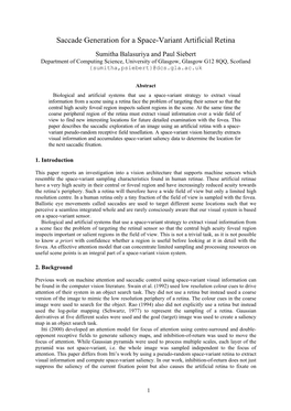 Saccade Generation for a Space-Variant Artificial Retina