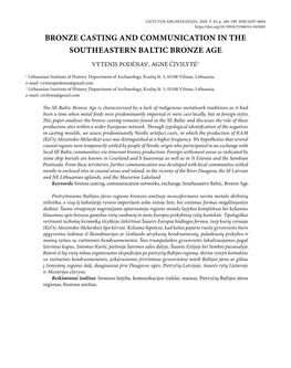 Bronze Casting and Communication in the Southeastern Baltic Bronze Age