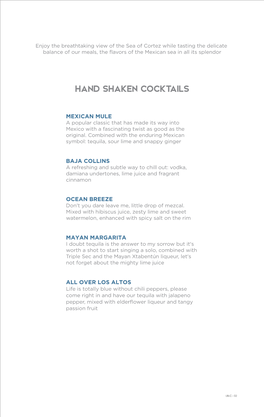 Hand Shaken Cocktails