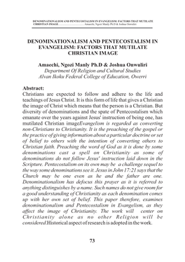 Denominationalism and Pentecostalism in Evangelism: Factors That Mutilate Christian Image