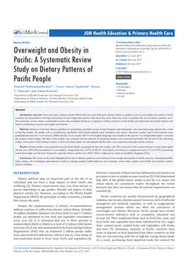 Overweight and Obesity in Pacific Countries