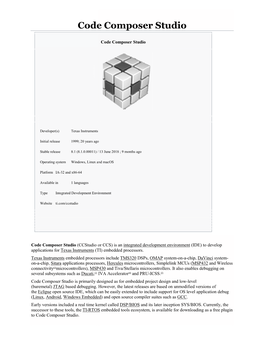 Code Compose Code Composer Studio