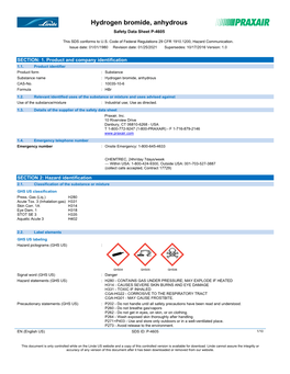 Hydrogen Bromide (Anhydrous) Safety Data Sheet