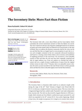 The Inventory Stele: More Fact Than Fiction
