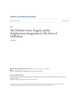 The Whistler's Story Tragedy and the Enlightenment Imagination in the Eh Art of Midlothian Alan Riach