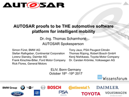 "AUTOSAR Proofs to Be the Automotive Software Platform For