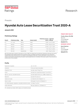 Hyundai Auto Lease Securitization Trust 2020-A