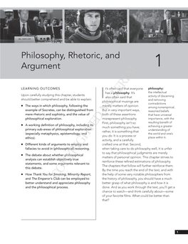 Philosophy, Rhetoric, and Argument 1