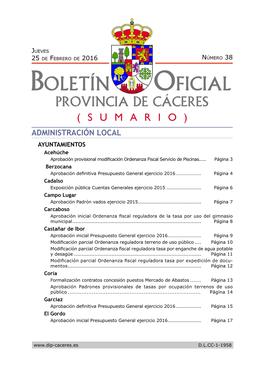 Mesas De Ibor Aprobación Definitiva Ordenanzas Fiscales