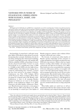 Vestured Pits in Wood of Onagraceae: Correlations with Ecology, Habit, and Phylogeny1