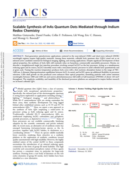 Scalable Synthesis of Inas Quantum Dots Mediated Through Indium Redox Chemistry Matthias Ginterseder, Daniel Franke, Collin F