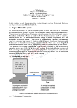 1.1 Purpose of Embedded System 1.2 Host and Target Machine 1.2.1