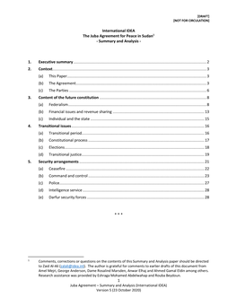 The Juba Agreement for Peace in Sudan1 - Summary and Analysis