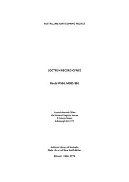 SCOTTISH RECORD OFFICE Reels M584, M985-986