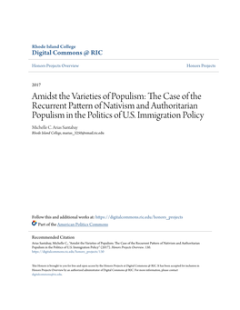 Amidst the Varieties of Populism: the Case of the Recurrent Pattern of Nativism and Authoritarian Populism in the Politics of U.S