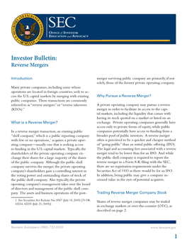 Investor Bulletin: Reverse Mergers