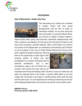 EXCURSIONS City of Merchants –Dubai City Tour