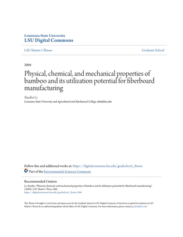 Physical, Chemical, and Mechanical Properties