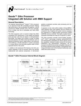 Geode™ Gxm Processor Integrated X86 Solution with MMX Support