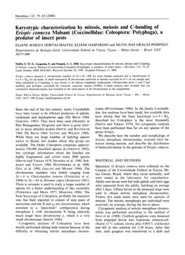 Karyotypic Characterization by Mitosis, Meiosis and C-Banding Of