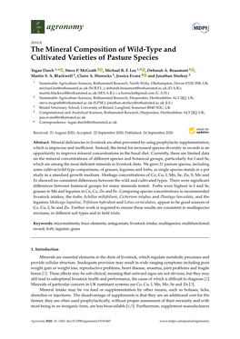 The Mineral Composition of Wild-Type and Cultivated Varieties of Pasture Species