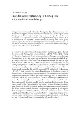 Phonetic Factors Contributing to the Inception and Evolution of Sound Change