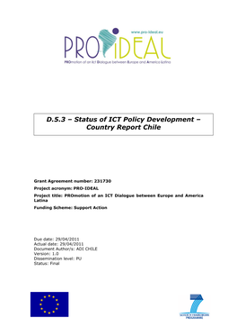 D.5.3 – Status of ICT Policy Development – Country Report Chile