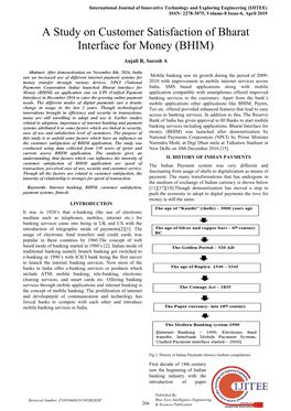 A Study on Customer Satisfaction of Bharat Interface for Money (BHIM)