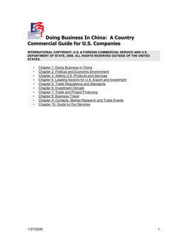 Doing Business in China: a Country Commercial Guide for U.S