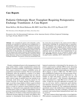 Pediatric Orthotopic Heart Transplant Requiring Perioperative Exchange Transfusion: a Case Report