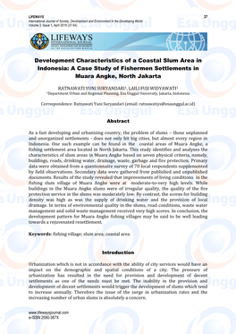 Development Characteristics of a Coastal Slum Area in Indonesia: a Case Study of Fishermen Settlements in Muara Angke, North Jakarta